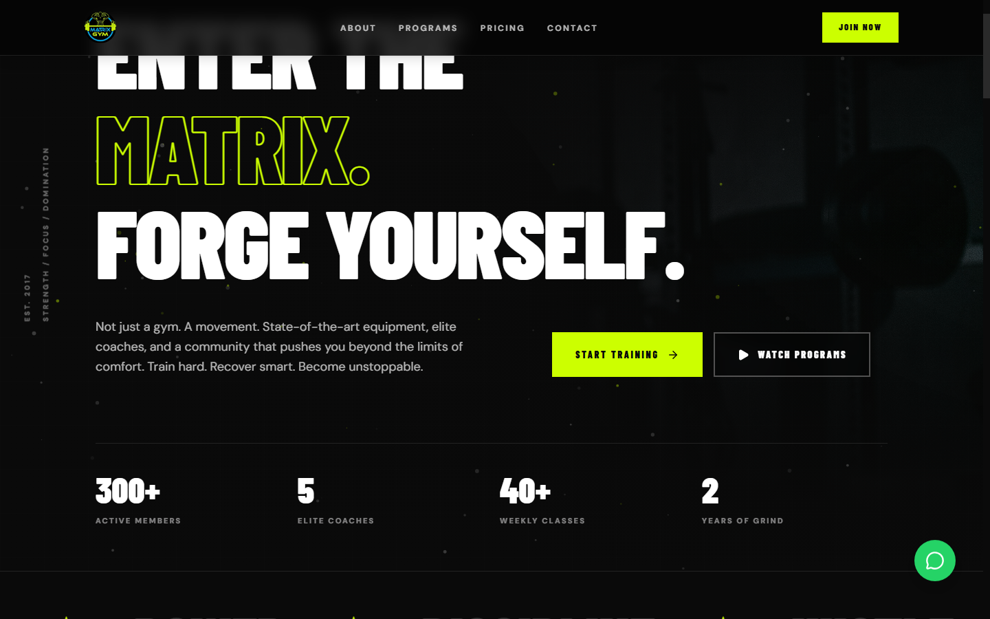 Matrix Gym high energy brand platform